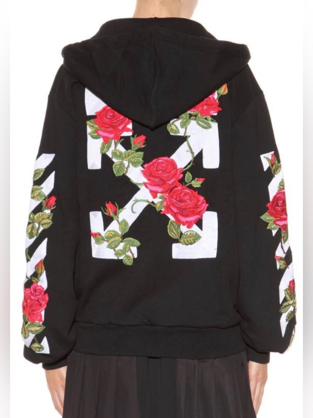 Off-White clo Virgil Abloh Rose Embroidered Zip-Up Hoodie | Size XXS